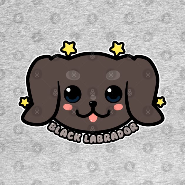 KAWAII Black Labrador Dog Face by TechraNova